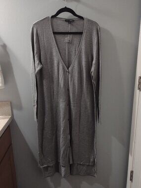 H by Halston NWT Duster Style Gray Size L Cardigan